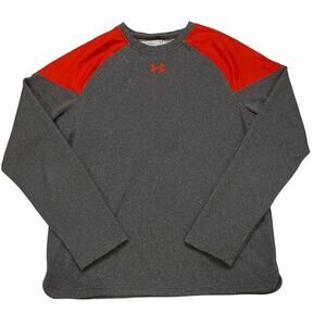 Under Armour Training Shirt Mens Large Gray Loose Coldgear Pullover Baseball